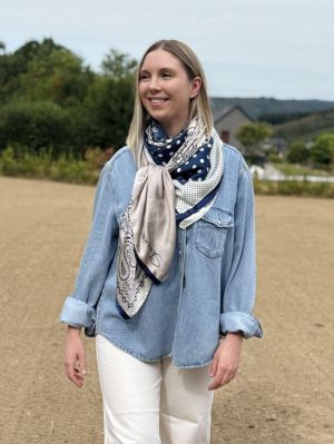 CARRÉ Soie Bleu